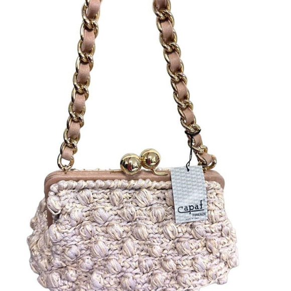 Capaf Handbags - Capaf Firenze Top Handle Purse Natural Color NWT/ Dustbag VTG